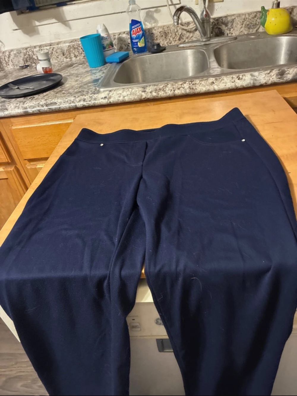 Cathy Daniels Wide-Leg Pull-On Pants in Navy
